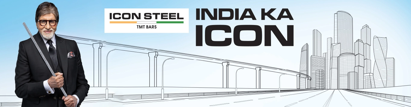 Amitabh bachchan is promoting a Icon Steel brand by taking the TMT Bar